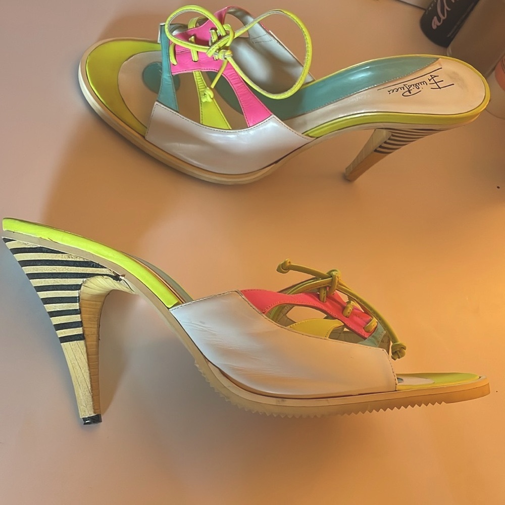 Emilio Pucci Yellow and Pink Vintage Heels **NEW WITHOUT BOX**
